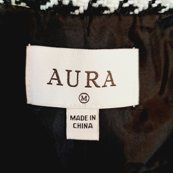 Aura No Bad Angles Oversized Houndstooth Wool Blend Gold‎ Button Blazer Size M - Picture 8 of 13